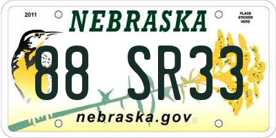 NE license plate 88SR33