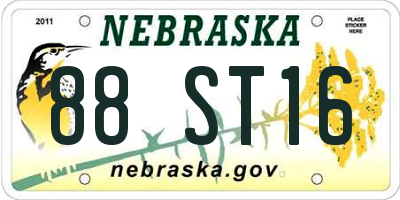 NE license plate 88ST16