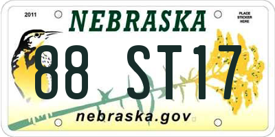 NE license plate 88ST17
