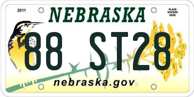 NE license plate 88ST28