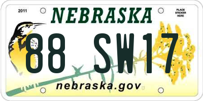 NE license plate 88SW17