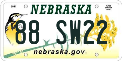 NE license plate 88SW22