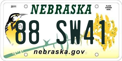 NE license plate 88SW41