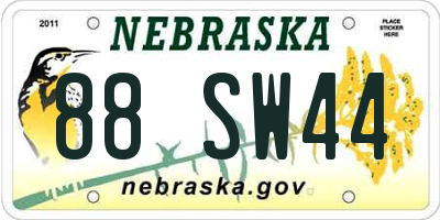 NE license plate 88SW44