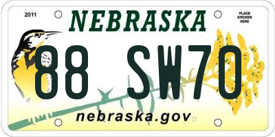 NE license plate 88SW70