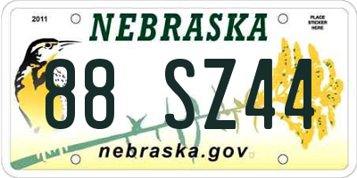 NE license plate 88SZ44