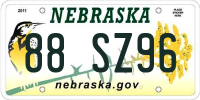 NE license plate 88SZ96