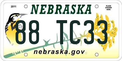 NE license plate 88TC33