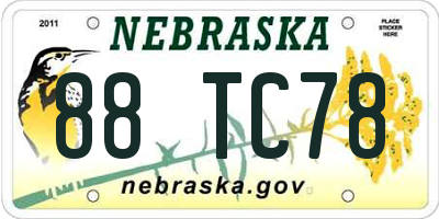 NE license plate 88TC78