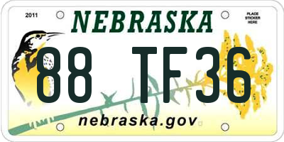 NE license plate 88TF36
