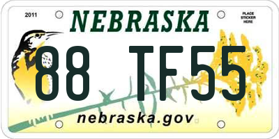 NE license plate 88TF55