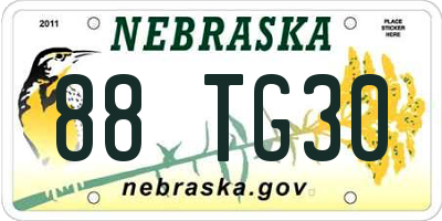 NE license plate 88TG30