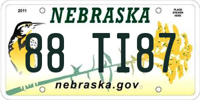 NE license plate 88TI87