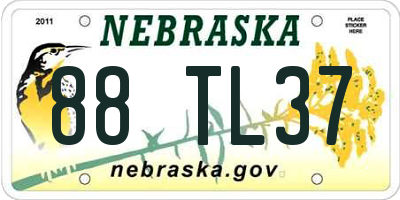 NE license plate 88TL37