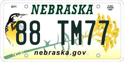 NE license plate 88TM77