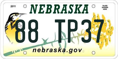 NE license plate 88TP37