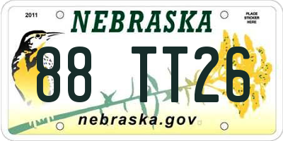 NE license plate 88TT26