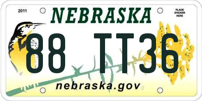 NE license plate 88TT36