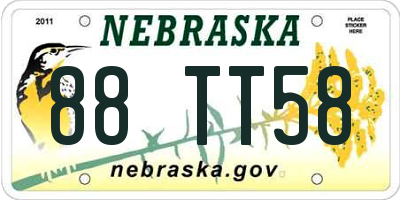 NE license plate 88TT58