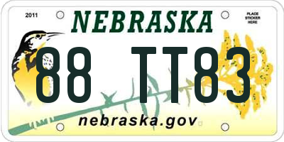 NE license plate 88TT83