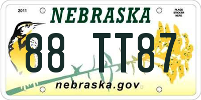 NE license plate 88TT87