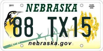 NE license plate 88TX15