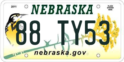 NE license plate 88TY53