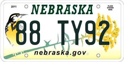 NE license plate 88TY92