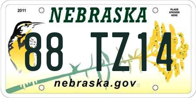 NE license plate 88TZ14