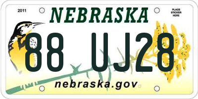 NE license plate 88UJ28