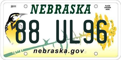 NE license plate 88UL96
