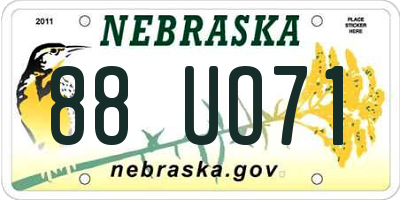 NE license plate 88UO71