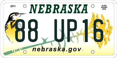 NE license plate 88UP16