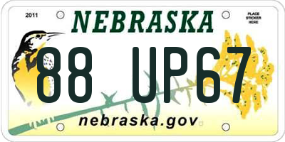 NE license plate 88UP67