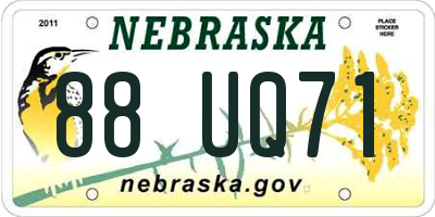 NE license plate 88UQ71