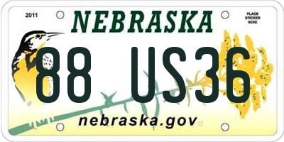 NE license plate 88US36