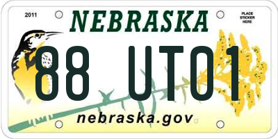 NE license plate 88UT01