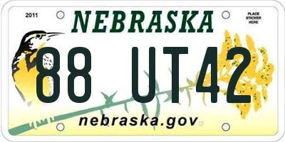 NE license plate 88UT42