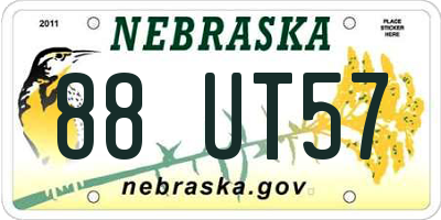 NE license plate 88UT57