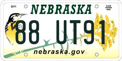 NE license plate 88UT91