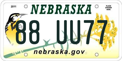 NE license plate 88UU77