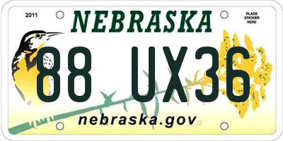 NE license plate 88UX36