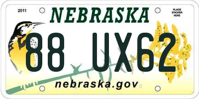 NE license plate 88UX62