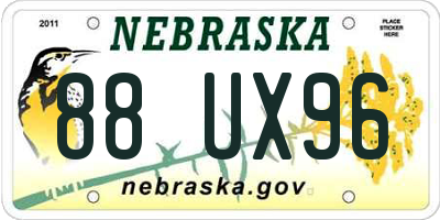 NE license plate 88UX96