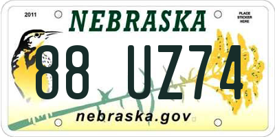 NE license plate 88UZ74