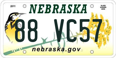 NE license plate 88VC57