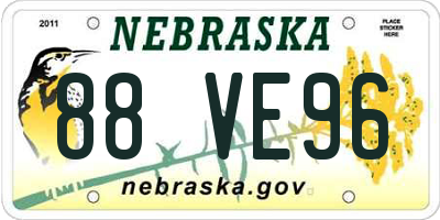 NE license plate 88VE96
