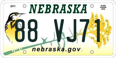 NE license plate 88VJ71