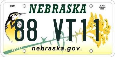 NE license plate 88VT11