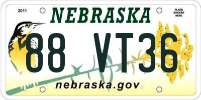 NE license plate 88VT36